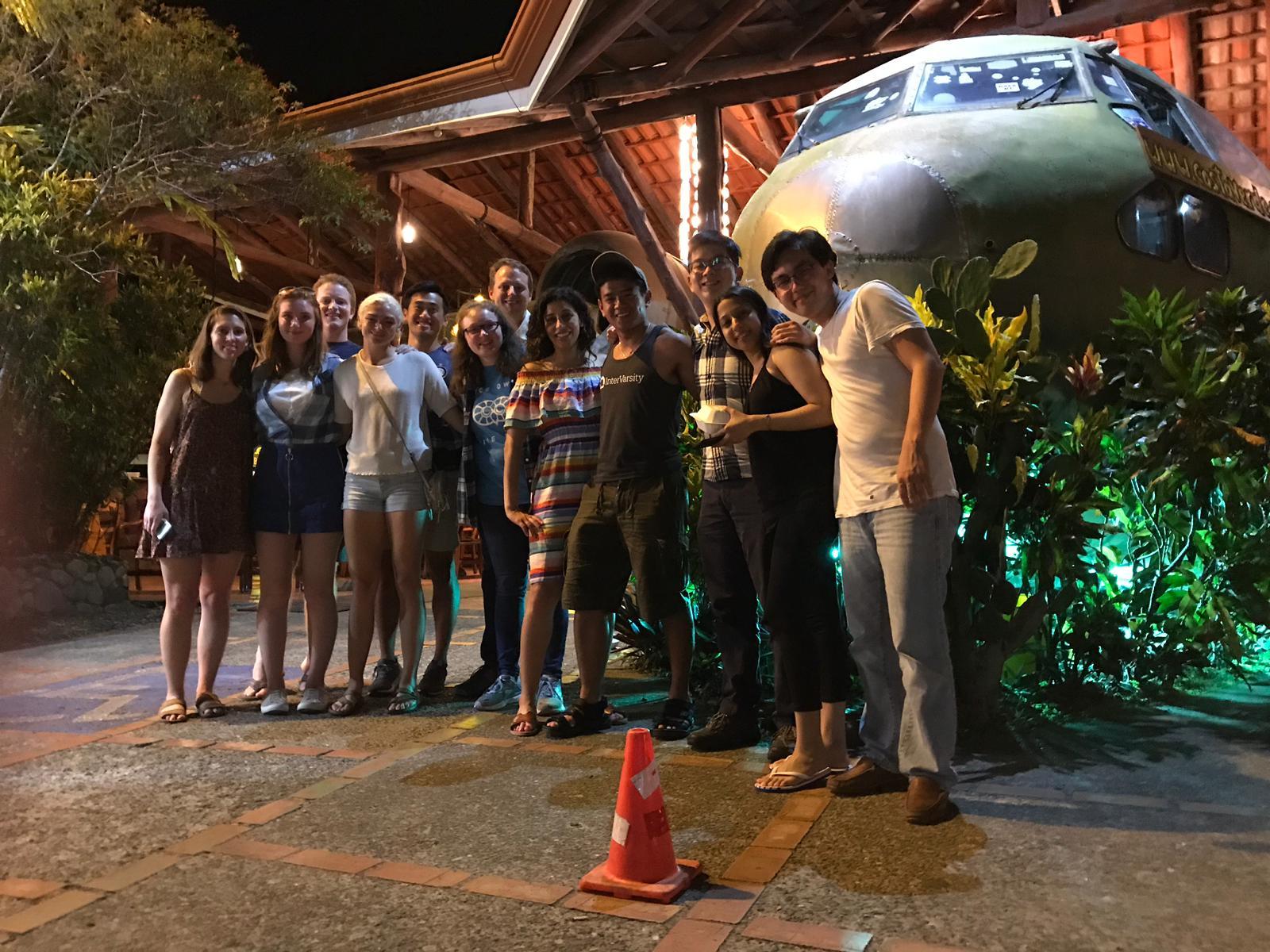 GMI cohort in front of a Costa Rican restaurant.