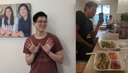 The beautiful Erik posing with himself and the last lent sushi with the legend, Eddie Yao