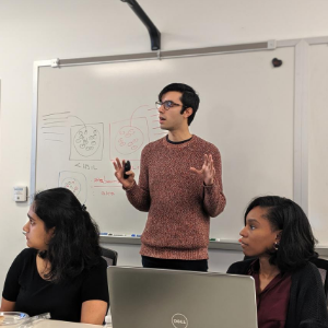 Rice 360 intern and BIOE Diego Gonzalez '20 presenting his team's design project.