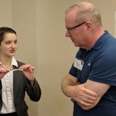 Rice BIOE senior Kiara Reyes Gamas '19 at the Bay Area Design Showcase.