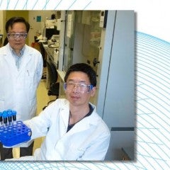 From left, Rice researchers Linlin Zhang, Gang Bao and Sheng Tong. Image by Jeff Fitlow
