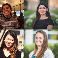 Top, from left: Kathryn Kundrod, Gisele Calderon, Marjan Majid, Satya Bellamkonda, Melody Tan and Jennifer Connell.