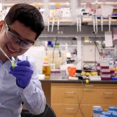 George Lu in lab