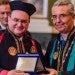 Mikos accepts his honorary doctorate from the School of Dentistry of his undergraduate alma mater, Aristotle University of Thessaloniki.